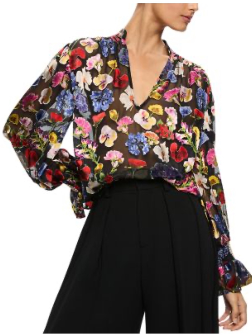 Alice + Olivia Onica Floral Print Blouse